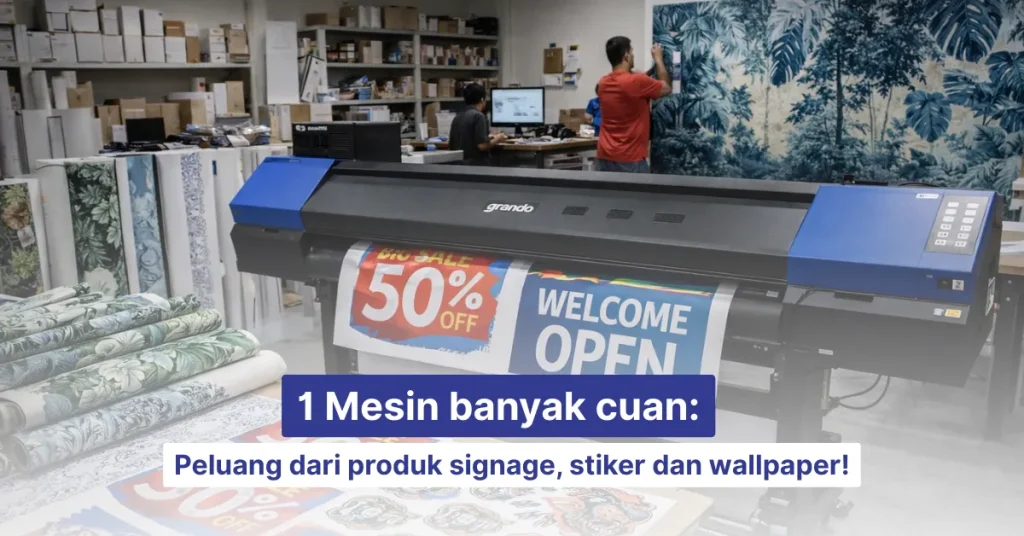 1 mesin banyak cuan bisa cetak stiker wallpaper signage grando
